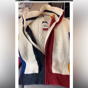 NWT Tommy Hilfiger Oversized Color Block Sweater Jacket